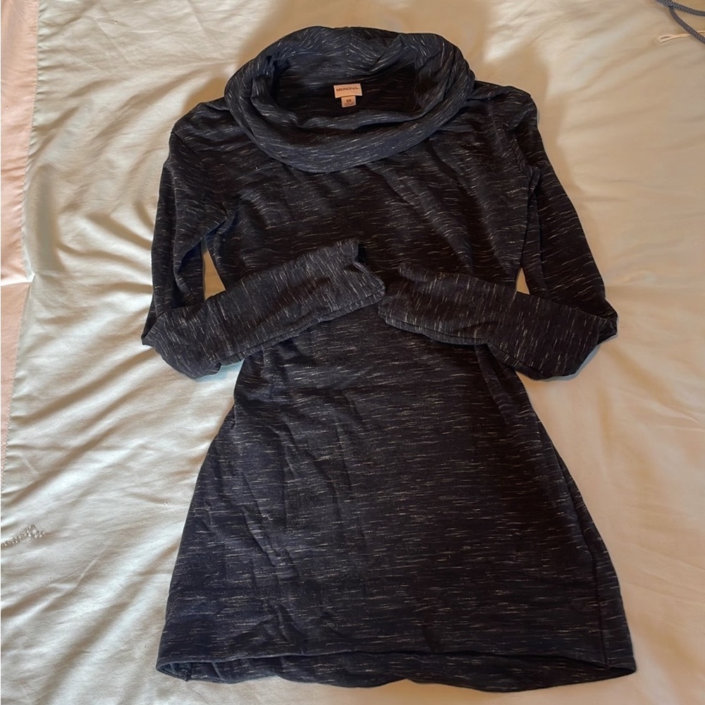 Long sleeved cowl neck dress mini